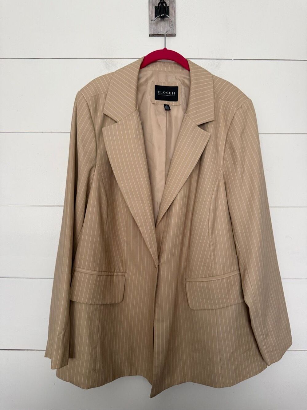 Eloquii Women’s 22 Tan White Blazer Jacket Career Office Core